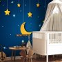 Fototapetti - Skyline - night sky landscape with stars and moon for children