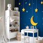 Fototapetti - Skyline - night sky landscape with stars and moon for children