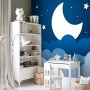 Fototapetti - Moon dream - clouds on a dark blue sky with stars for children
