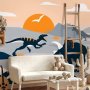 Fototapetti - Last dinosaurs with orange - abstract landscape for a room