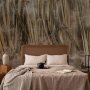 Fototapetti - Dry leaves - landscape of tall grasses in boho style with paint patterns