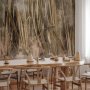 Fototapetti - Dry leaves - landscape of tall grasses in boho style with paint patterns