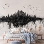 Fototapetti - Big city - abstract city skyline in black watercolour style
