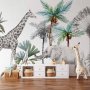 Fototapetti - Jungle Animals Wallpaper for Childrens Room in Cartoon Style