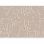 Fototapetti - Cat lineart - minimalist sketches of white cats on beige background