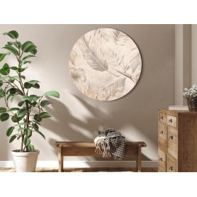 Pyöreä taulu - A multitude of exotic leaves and flowers - A subtle composition of tropical plant species maintained in s