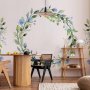 Fototapetti - Romantic wreath - plant motif with blue flowers and leaves