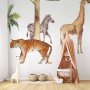 Fototapetti - Jungle Animals on White Background Made With Watercolour Technique