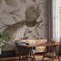Fototapetti - Bird among the leaves - floral motif with a flying peacock in cool tones