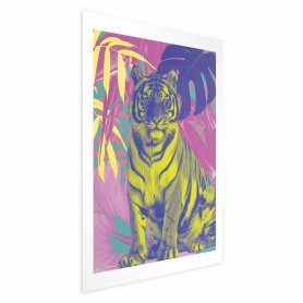 Juliste - Colorful Tiger - intense colors of a tiger surrounded by tropical plants