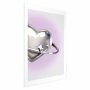 Juliste - Cosmic Heart - silver heart with a ring on a purple background