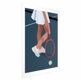 Juliste - Tennis Player with a Red Racket on the Court - Illustration